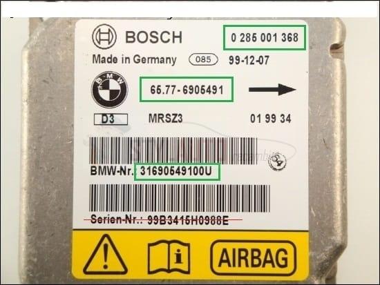 Centralita De Airbags Bmw E46 Bosch 0 285 001 368 0285001368 65.77.6905491