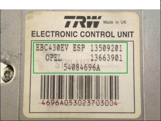 BOMBA ABS OPEL VECTRA C GM 09-191-497 TRW 13663901 13509201 54084696A