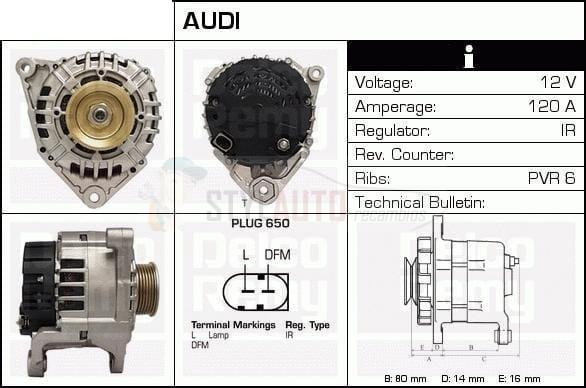 alternador nuevo vw audi tdi 0124515028 - 0124515040 - 0986044330 059903015G - 06C903016 - 078903016F - 078903016H
