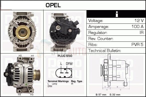 alternador nuevo opel zafira astra 2.0 2.2 0124415009 - 0124415025 - 0124425019 - 0986044010