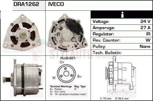 Alternador Iveco 0120488153, 0120488283, CA702IR