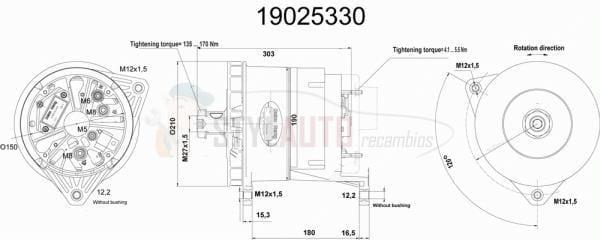 Alternador Mercedes-Benz Actros, Bus, 0120689530, 0120689535, 0120689571, 0986038290, CA1236IR