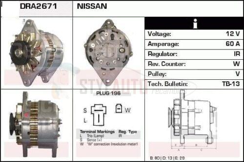 Alternador Nissan LR160-110, LR160-12B, LR160-42, LR160-42B, LR160-43B