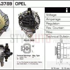 Alternador Opel, 897150-2011, JA1370IR, LR1100-501, LR1100-501B