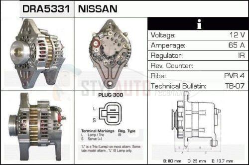 Alternador Nissan, 23100-0E705, 23100-0E716, JA974IR, LR165-707, LR170-738