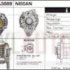 Alternador Nissan, 23100-0C000, 23100-0C001, JA1474IR, LR180-735