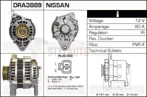 Alternador Nissan, 23100-0C000, 23100-0C001, JA1474IR, LR180-735