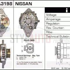 Alternador Infiniti M30, Mitsubishi Colt, Nissan Maxima, Hyundai Excel, 23100-34E00, 23100-85E00, JA767IR, LR190-704, LR190-711