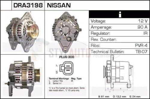 Alternador Infiniti M30, Mitsubishi Colt, Nissan Maxima, Hyundai Excel, 23100-34E00, 23100-85E00, JA767IR, LR190-704, LR190-711