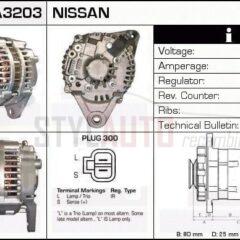 Alternador Nissan, 23100-64J00, 23100-64J10, JA762IR, LR180-719, LR180-725