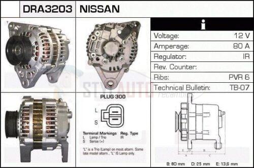 Alternador Nissan, 23100-64J00, 23100-64J10, JA762IR, LR180-719, LR180-725