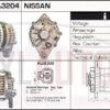Alternador Nissan, 23100-12G02, 23100-88G00, JA1122IR, LR170-734, LR170-739