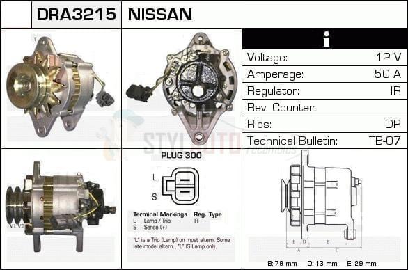 Alternador Nissan, 23100-02N12, 23100-02N16, JA185IR, LR150-430