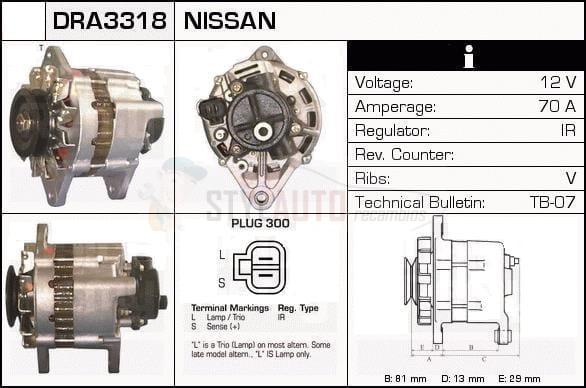 Alternador Nissan, 23100-14E00, 23100-14E00EP, JA184IR, LR170-405