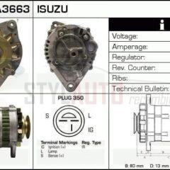 Alternador Isuzu, Opel, 1204077, 897074-6120, JA1290IR, LR180-501, LR180-504