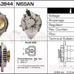 Alternador Nissan, 23100-BN300, 23100-BN305, JA1611IR, LR1100-724, LR1100-724B