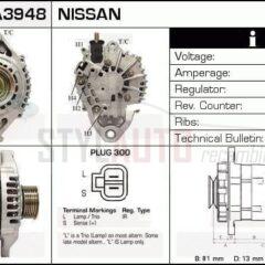 Alternador Nissan, 23100-3M200, 23100-BU010, JA1607IR, LR180-751, LR180-762