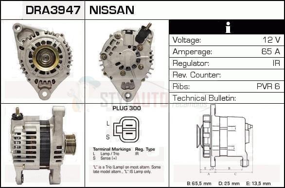 Alternador Nissan Micra, 23100-AP000, JA1790IR, LR165-714