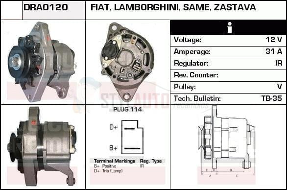 Alternador Fiat, 11201037, IA0037