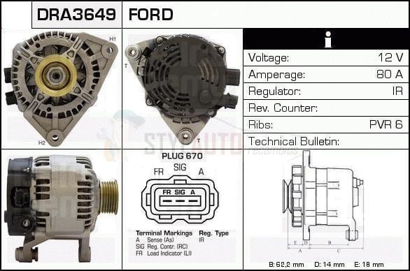 Alternador Ford, 102211-8030, 63321678, 63341678, 98AB-10300-DC, CA1483IR