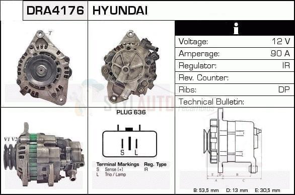 Alternador Hyundai, Mitsubishi, 37300-42870, AF190216