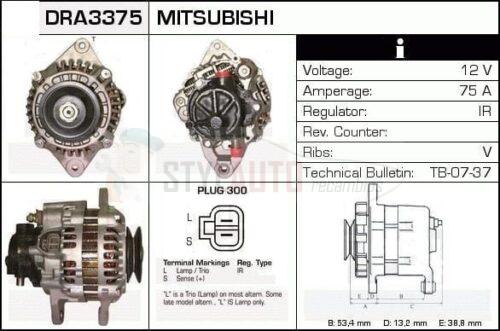 Alternador Mitsubishi, A2T37976, A2TN0076, JA118IR, MD192133, MD309843