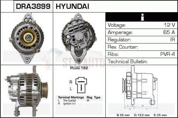 Alternador Mitsubishi, Hyundai, 0986036441, A2T00991, A2T03591, A2T03972, A2T42777