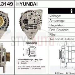 Alternador Mitsubishi, Hyundai, Kia, A3T00692, AB190012, JA683IR, MD112323