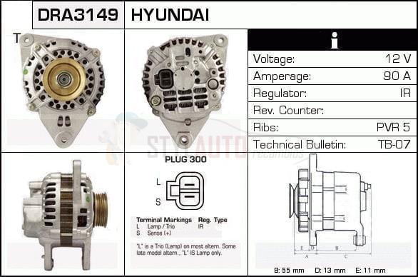 Alternador Mitsubishi, Hyundai, Kia, A3T00692, AB190012, JA683IR, MD112323