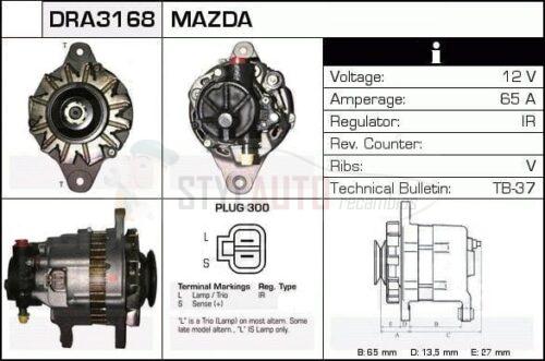 Alternador Mazda, A2T18476, A2T28976, JA668IR, PN40-18300, PN54-18300A