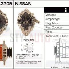 Alternador Nissan, 0986040561, 23100-22J10. A3T03099, JA677IR