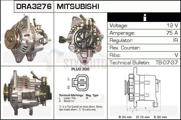 Alternador Mitsubishi, A3T08183, JA878IR, MD160671