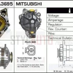 Alternador Mitsubishi, A3T07483, JA1184IR, MD162964