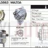 Alternador Mazda, A2TB1298, JA1515IR, RF1S-18-300