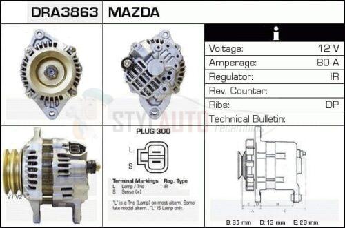 Alternador Mazda, A2TB1298, JA1515IR, RF1S-18-300