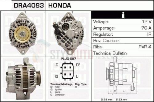 ALTERNADOR HONDA CIVIC 16V / HONDA CIVIC i / HONDA HR-V 16V 31100-P2A-A02 / 31100-P2E-A01 / A5TA0991 / A5TA0992 / JA1514IR