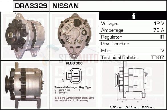 ALTERNADOR NISSAN KING VAN / NISSAN PICKUP 720 D / NISSAN VANETTE 23100-17C00 / 23100-17C00-EP / LR170-22
