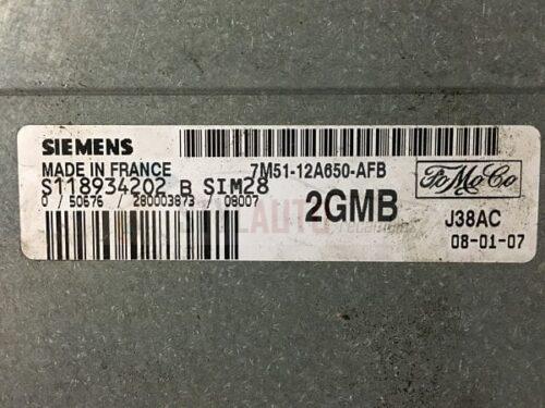 CENTRALITA FORD FOCUS 2GMB SIM28 S118934202 B S118934202B 4M51-12A650-AFB 7M5112A650AFB