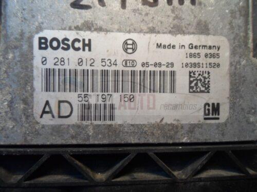 CENTRALITA DE MOTOR OPEL VECTRA SIGNUM BOSCH 0 281 012 534, 0281012534, 55 197 150, 55197150, 1039S1152