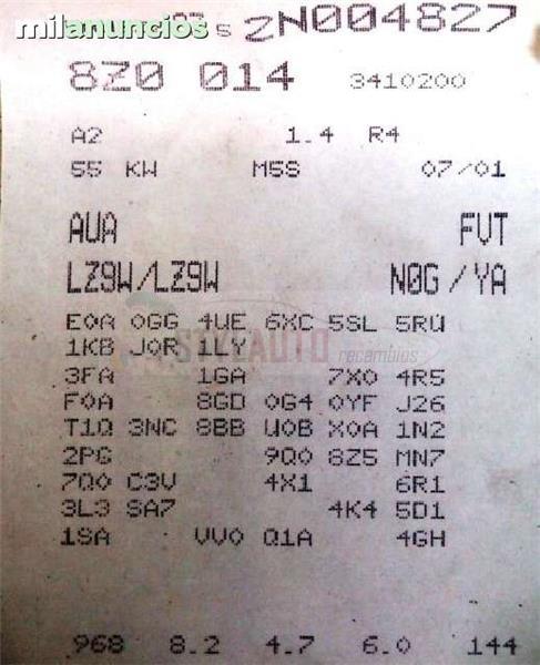 MOTOR COMPLETO AUDI VW 1.4 AUA A U A - Imagen 2