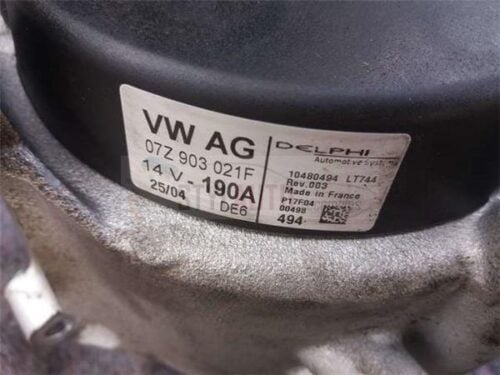 ALTERNADOR VW PHAETON V10 TDI 07Z903021F - Imagen 2