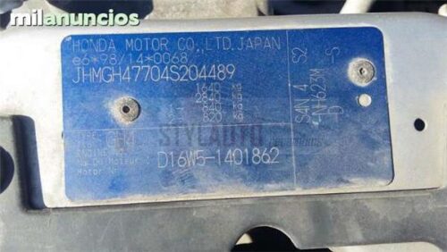 MOTOR HONDA HRV 1.6 16V D16W5 - Imagen 2