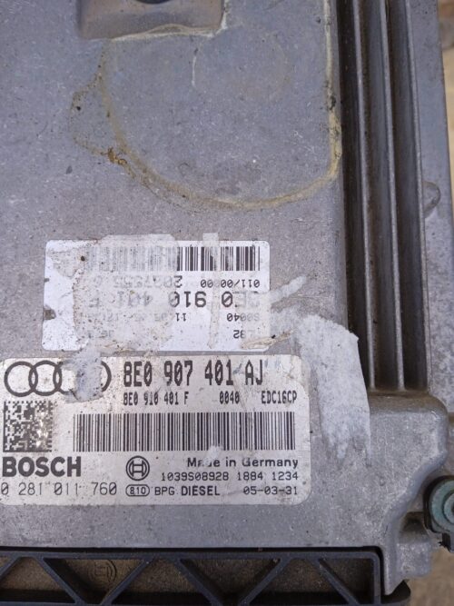 CENTRALITA DE MOTOR AUDI A4 3.0 TDI BKN BOSCH 0 281 011 760, 0281011760, 8E0 907 401 AJ, 8E0907401AJ, 8E0 910 401 F, 8E0910401F