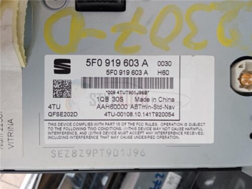 SISTEMA NAVEGACION GPS / 5F0919603A / 5F0919603A1QB / 17035738 SIRVE PARA SEAT LEON SC (5F5)