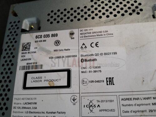 SISTEMA AUDIO / RADIO CD con referencia 6C0035869 ; VOLKSWAGEN POLO