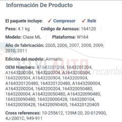 compresor suspension mercedes ml w164 nuevo A1643200204 A1643200304 A1643200504 A1643200904 A1643201204 A1643200004 1643200304 1643200504 1643200904 1643201204 1643200004 1643200204