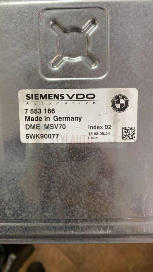 centralita motor bmw 530i SIEMENS 5WK90077, 7 553 166, 7553166, DME MSV70, DMEMSV70