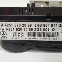 MANDO DE CALEFACCION AIRE ACONDICIONADO CLIMATRONIC MERCEDES 5HB 964 914-29 / 5HB96491429 / A251 870 20 89 / A2518702089
