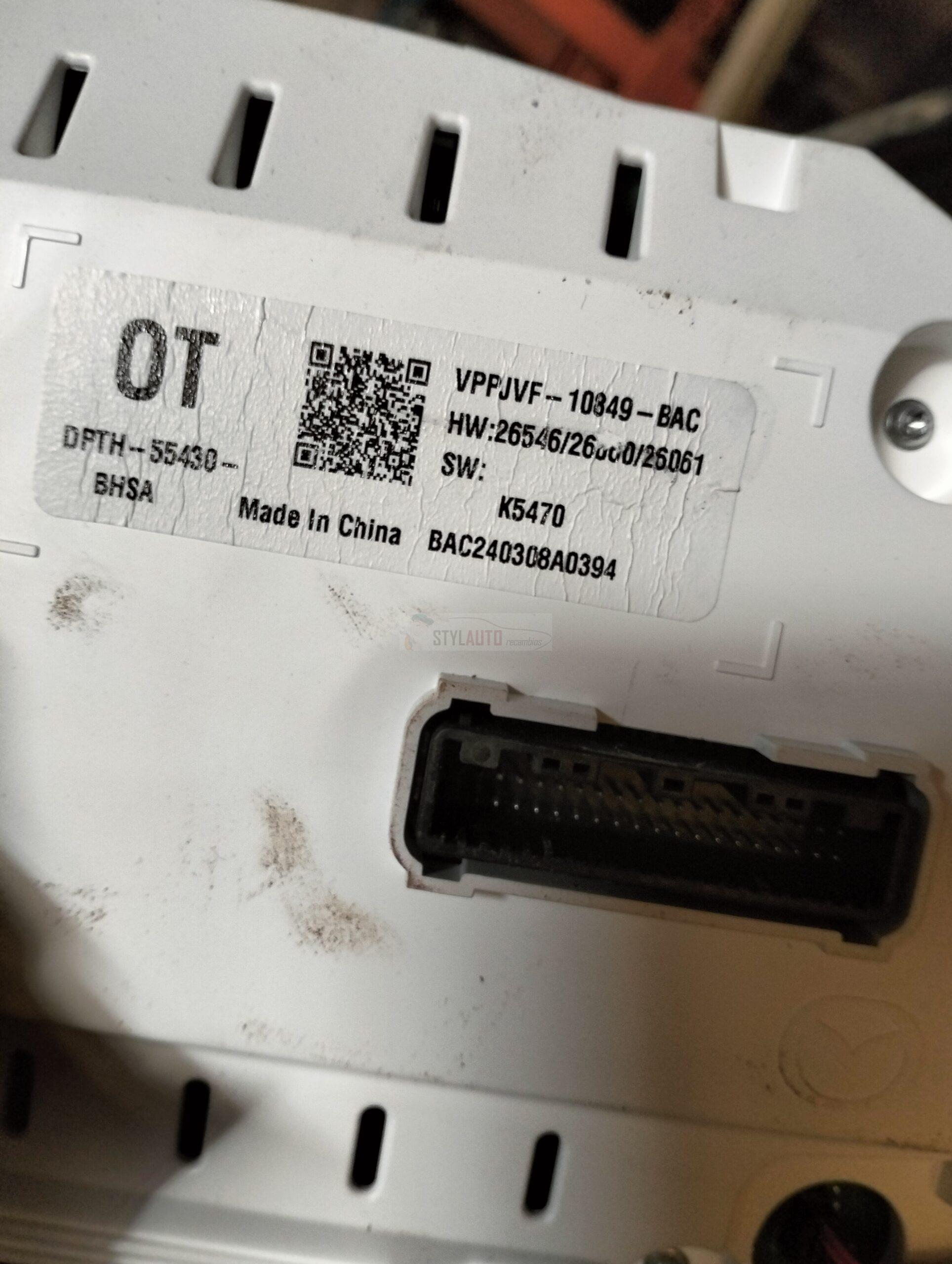 Cuadro de Instrumentos MAZDA 3 VPPJVF10849BAC VPPJVF-10849-BAC