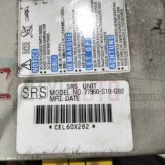 centralita airbag para honda cr-v i (rd) 2.0 16v 4wd (rd1, rd3) referencia OEM IAM 77960S10G92